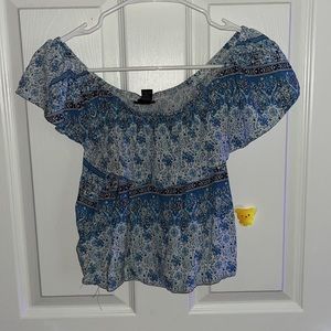 Rue 21 blue size m off the shoulder crop top